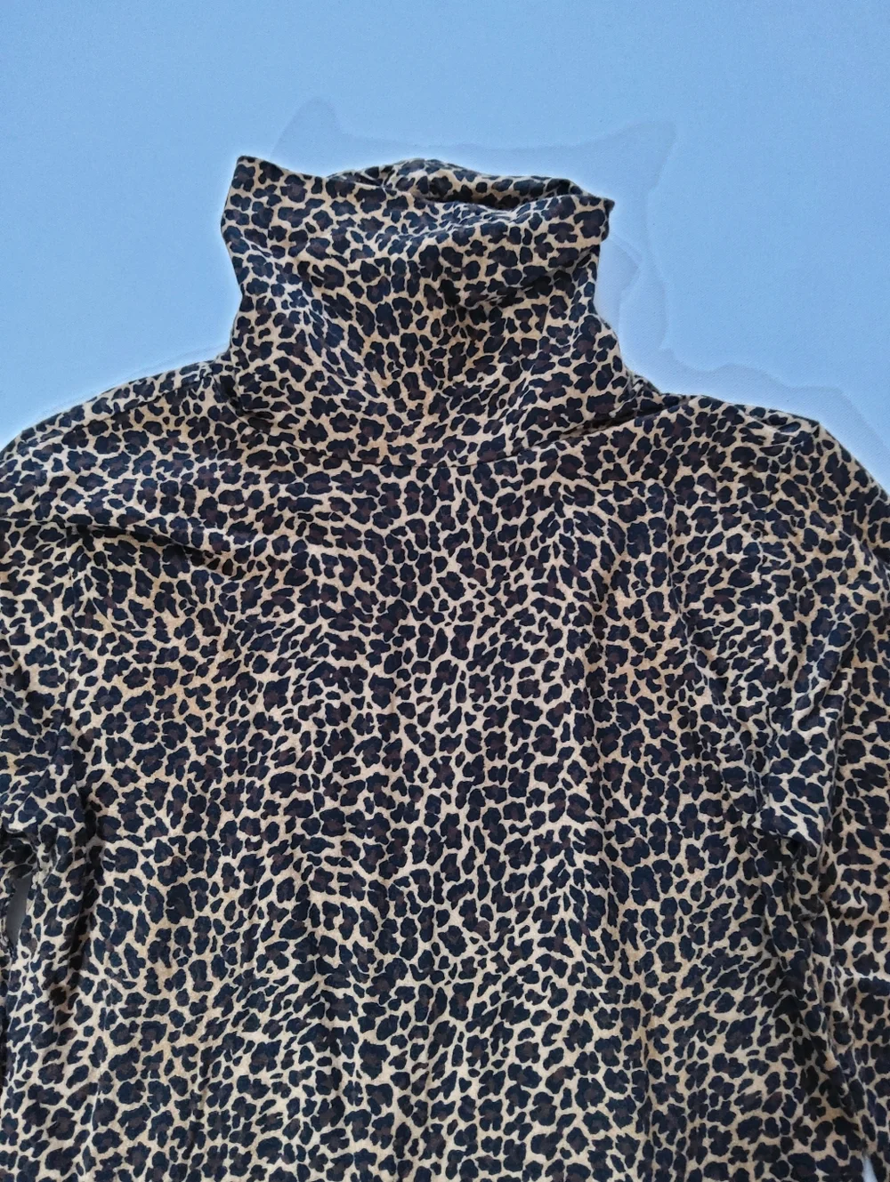 J.Crew Leopard Print Turtleneck Sweater Women Small Tan Black Mobwife Maximalist